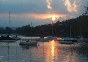 Sonnenuntergang in der Bucht von Wangen am Bodensee